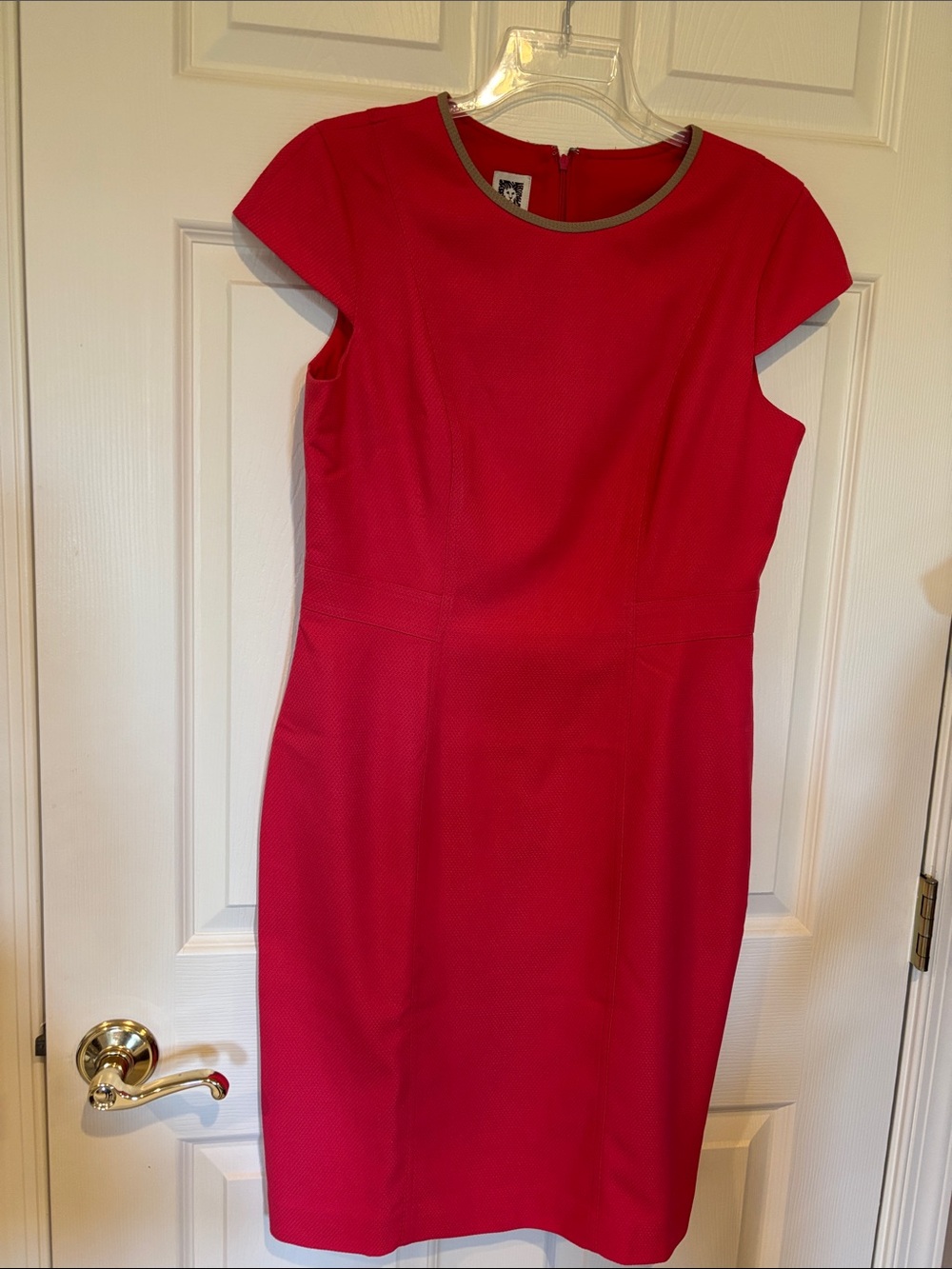 Anne Klein Bright Red Cap-Sleeve Sheath Dress